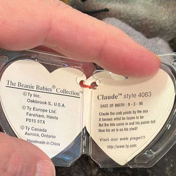 TY Beanie Baby “Claude” the Crab Colours Vary Retired Vintage MWMT (6 inch) - Picture 9 of 9